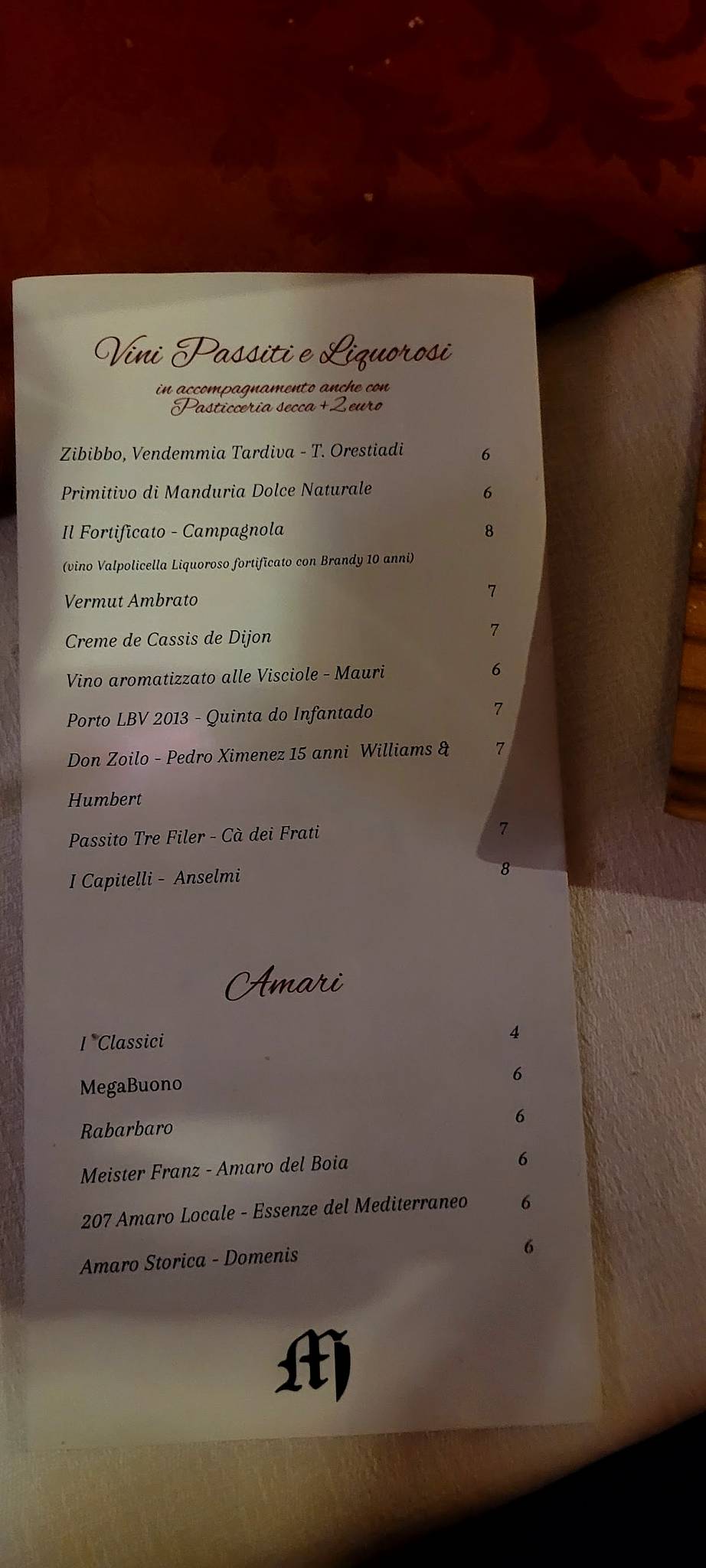 Menu di Ristorante al Mago 