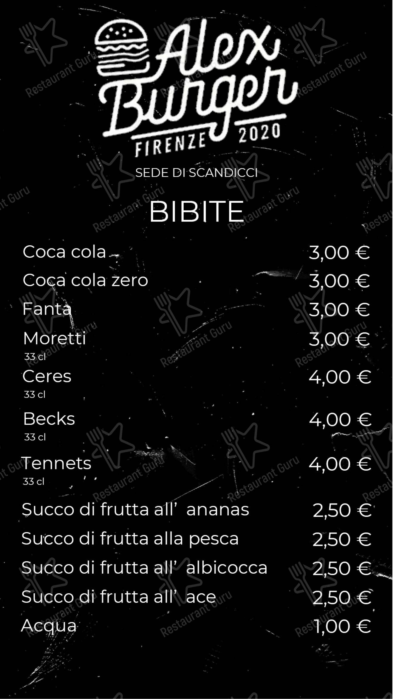 Alex Burger Firenze in Firenze - Menu bar