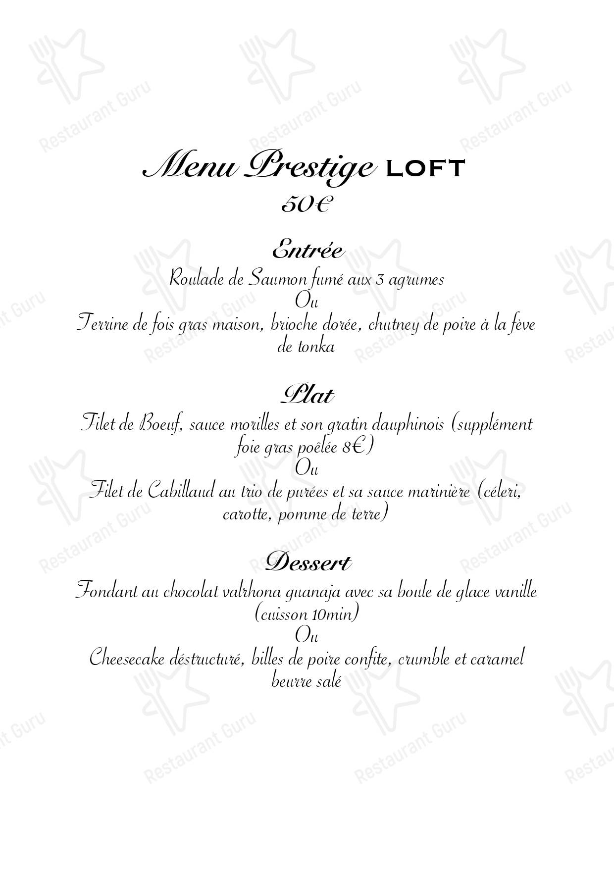 Menu de Le Loft