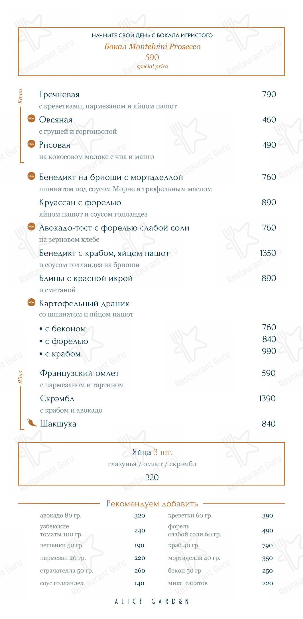 Alice Garden dans Saint-Petersbourg - Основное меню