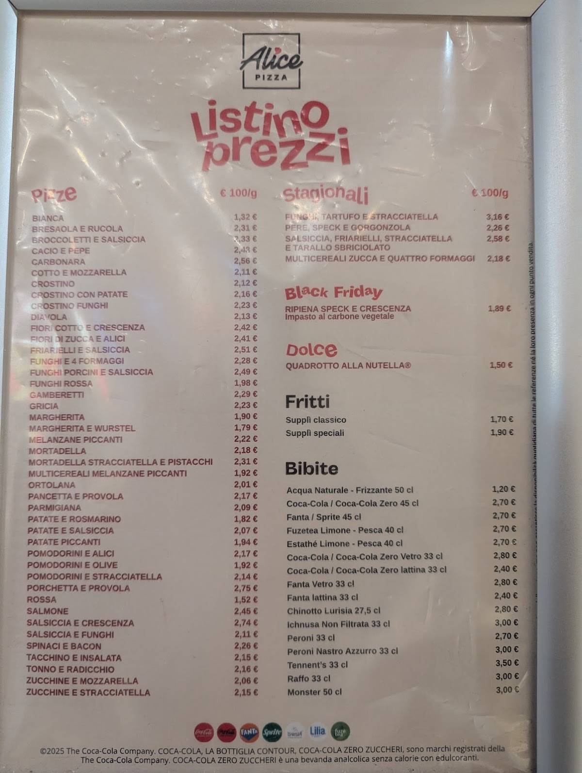 Menu di Alice Pizza Valmontone 