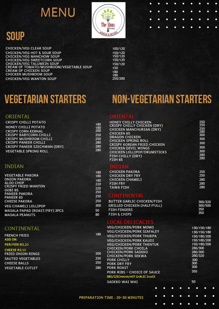 Alnus Bistro menu