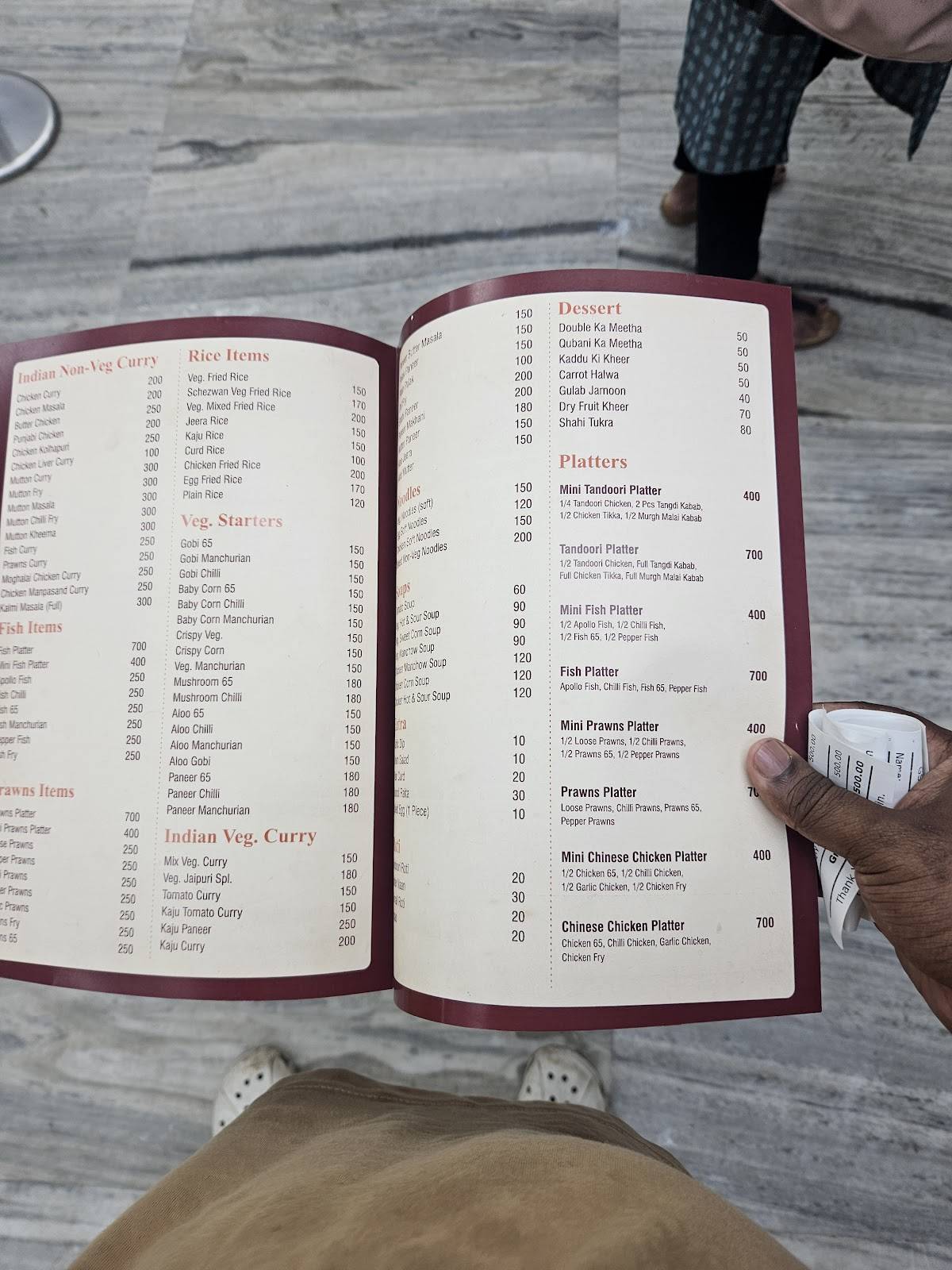 Alpha Hotel menu