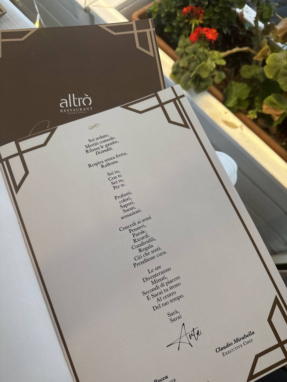 Menu di Ristorante altrò 