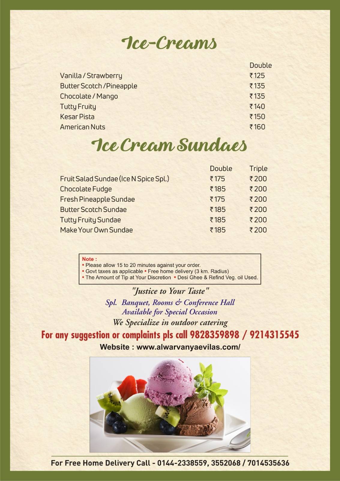 Ice N Spices menu