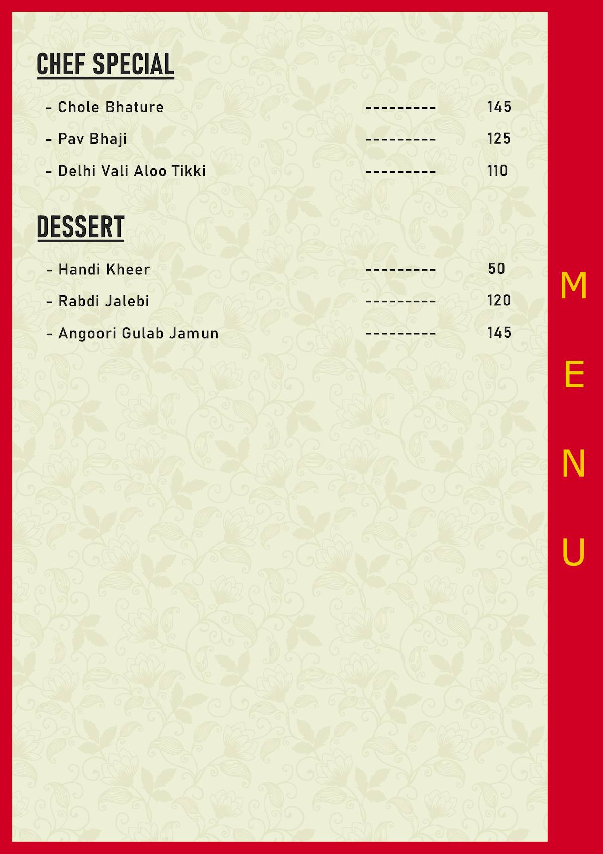 Ambarsariya - Authentic Amritsari Kulche menu