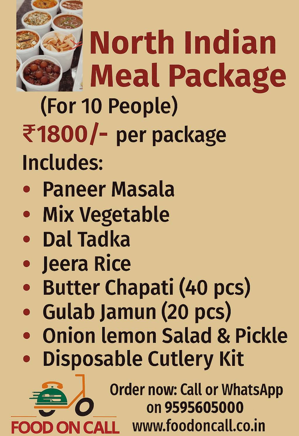 FOOD ON CALL Restaurant (Best Veg Restaurant) menu