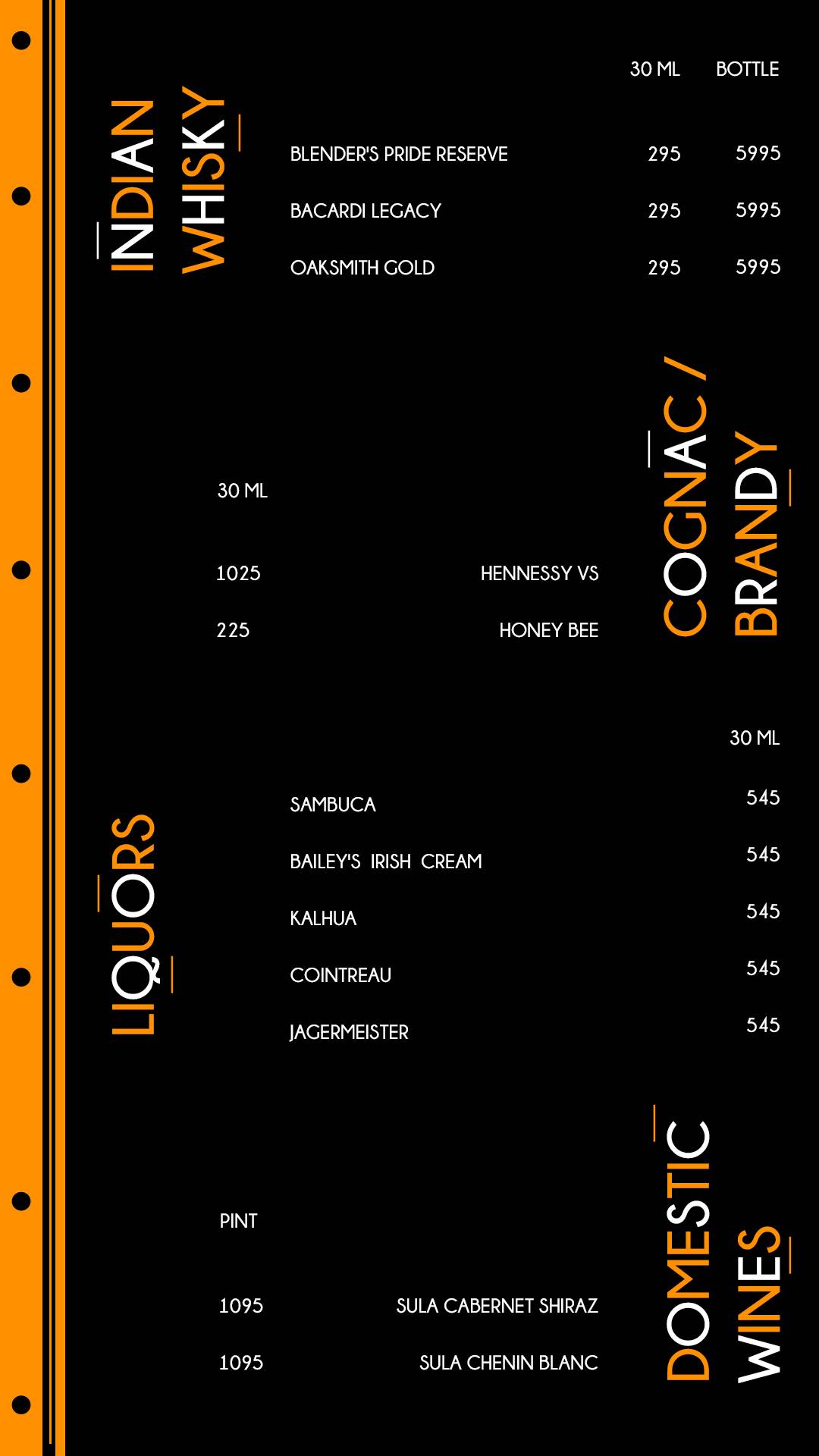 Andromeda Rooftop & Lounge Bar menu