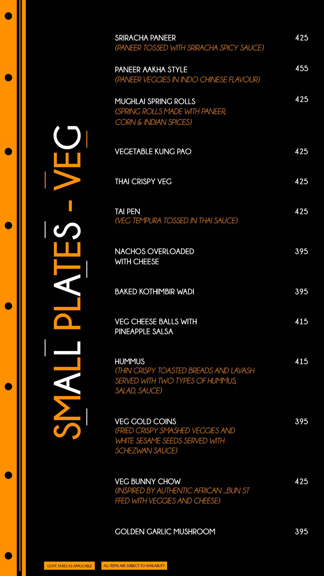 Andromeda Rooftop & Lounge Bar menu