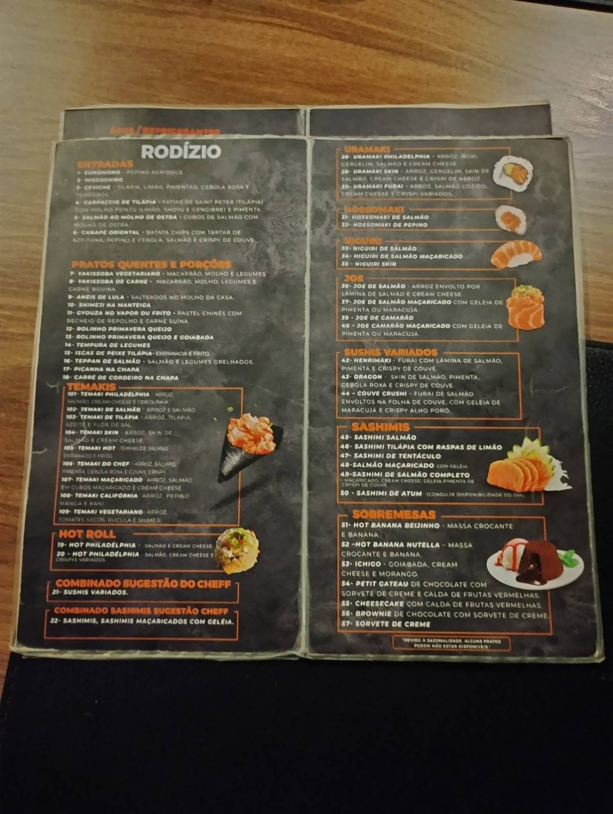 Angico Restaurante cardápio