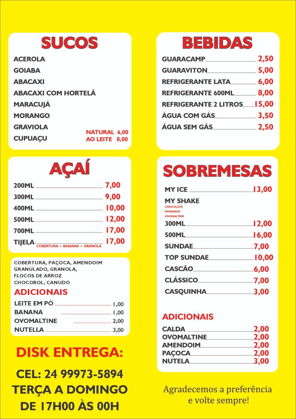 My friend's lanches cardápio