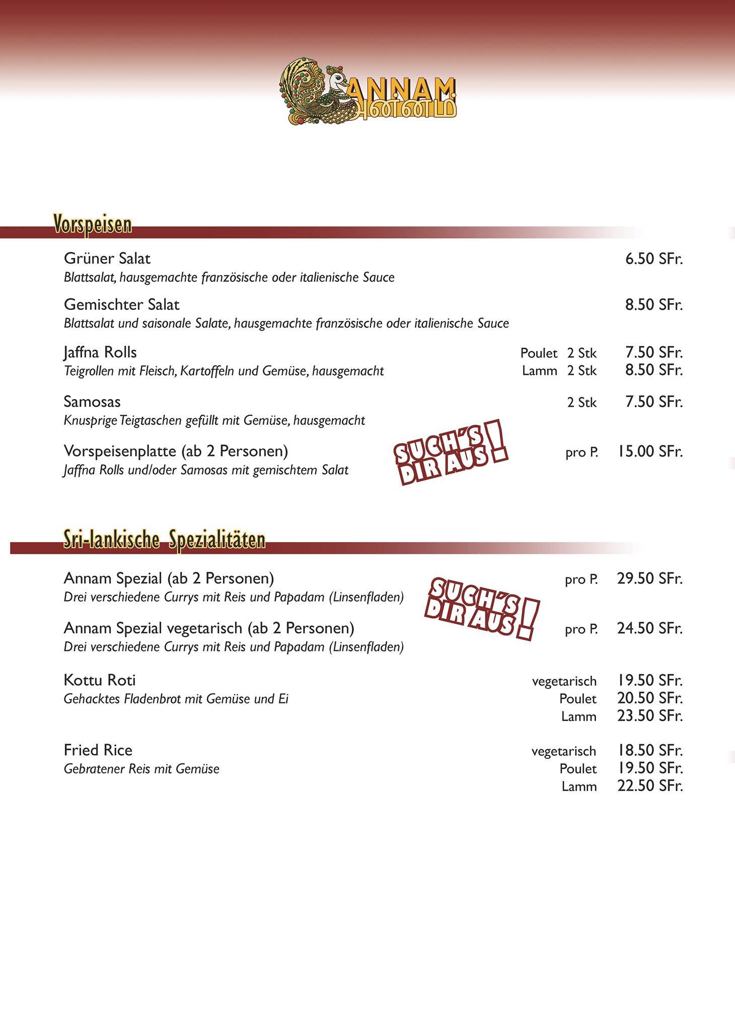 Menu di Annam 