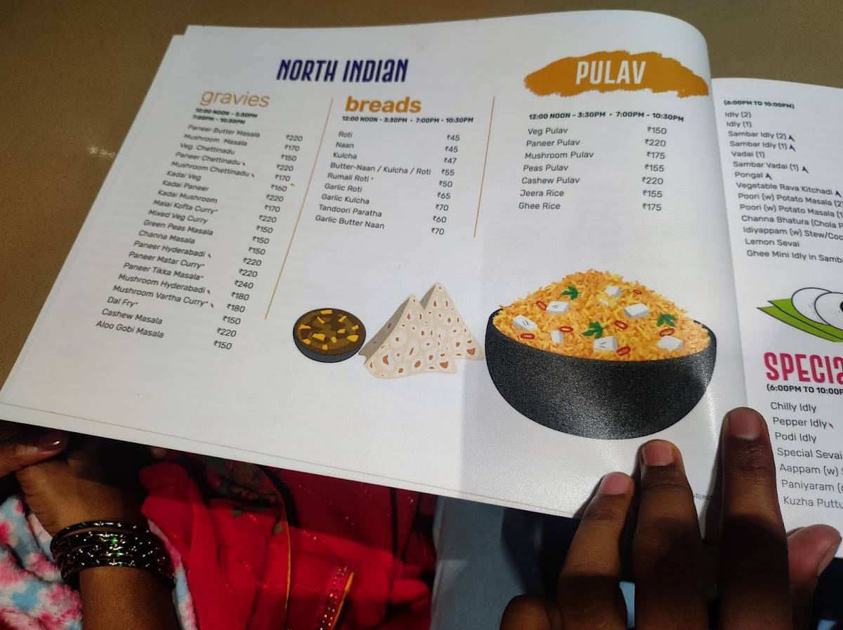 Annapoorna - Arts College Road Branch menu