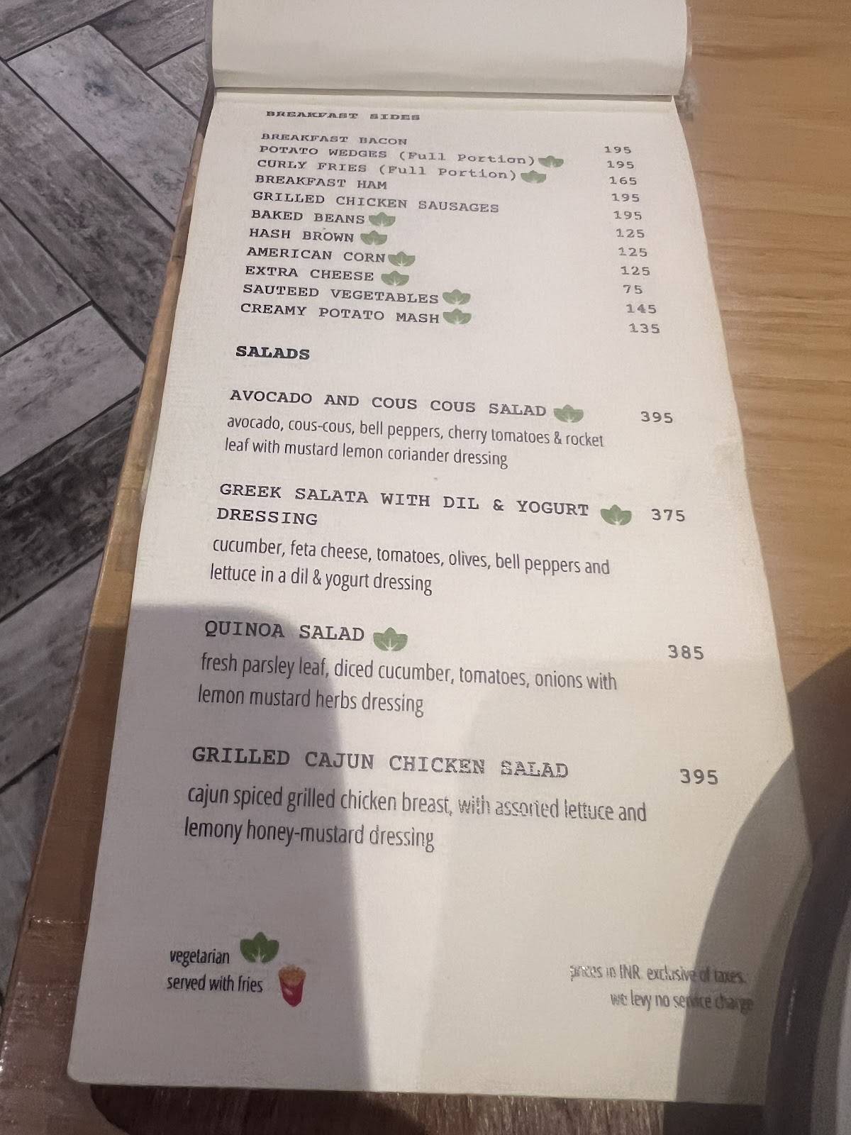 Another Fine Day Cafe menu