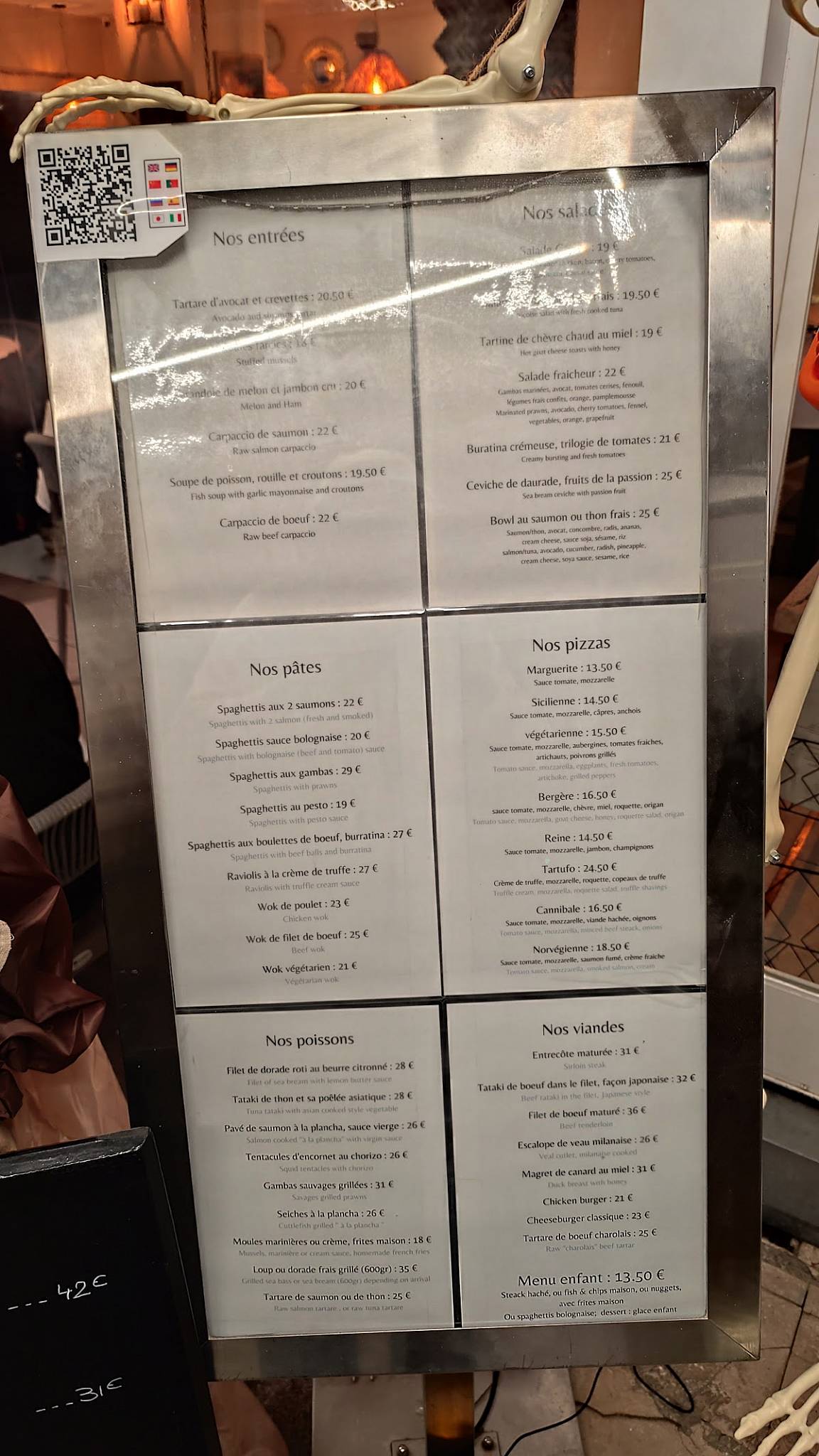 Menu de Le Vogue