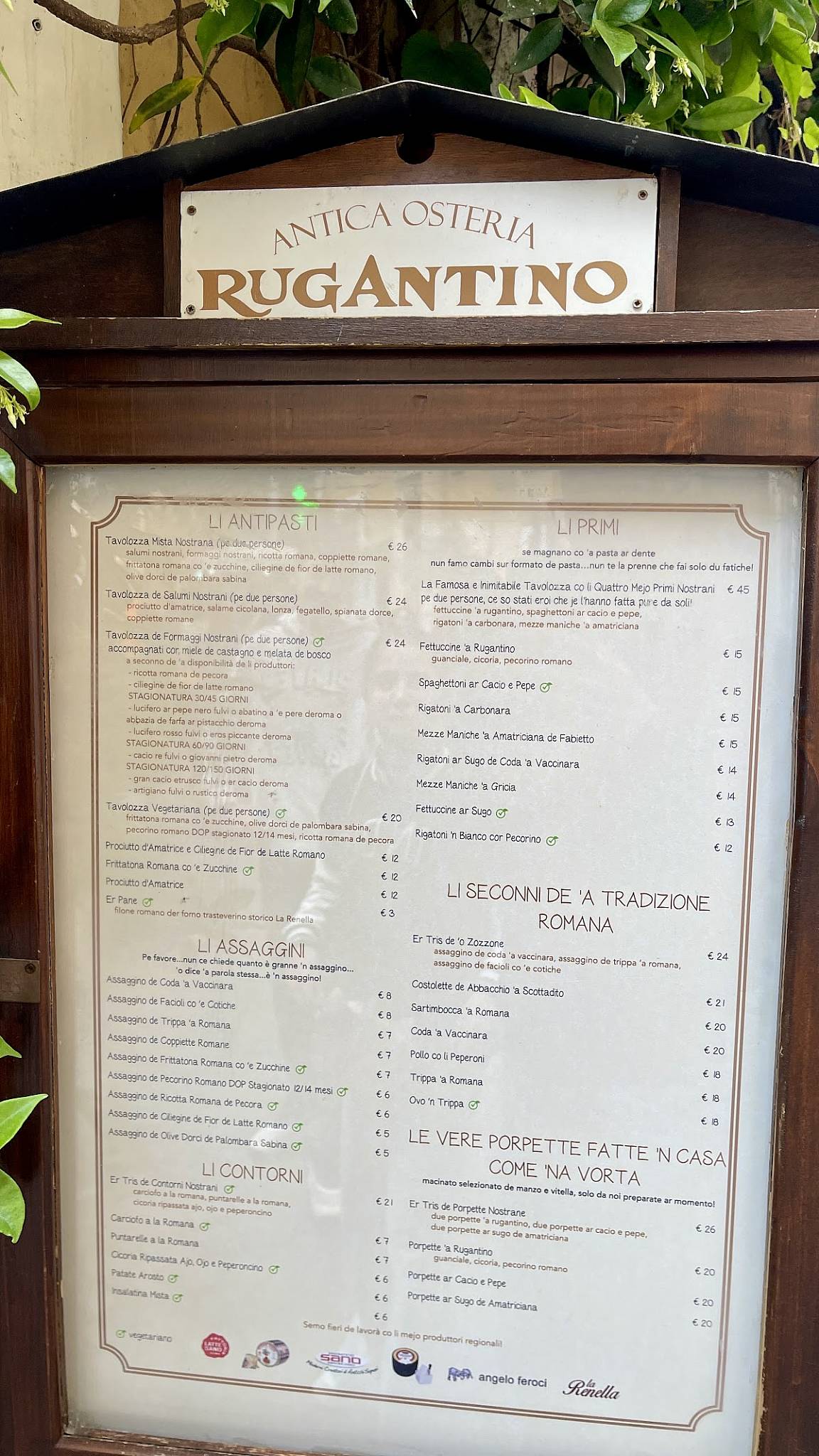 Menu di Antica Osteria Rugantino 
