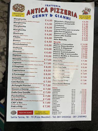 Menu di Antica pizzeria Gianni e Genny 
