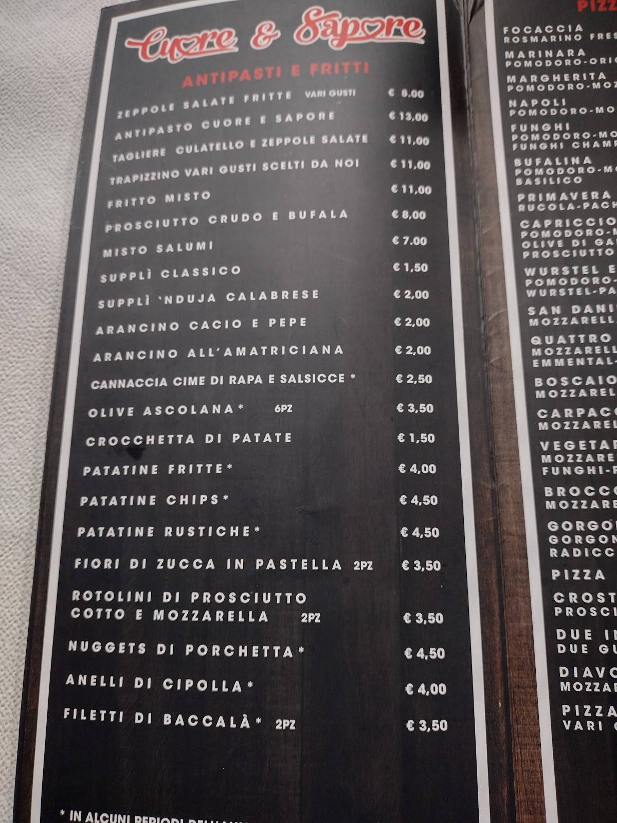 Menu di Pizzeria Cuore & Sapore 