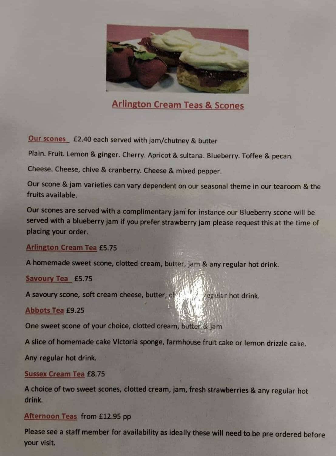 Menu at Arlington Tea Garden / Nursery Plants cafe, Polegate