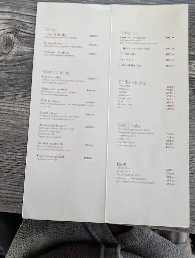 Menu de Arnarstapi Center and Snjófell Restaurant