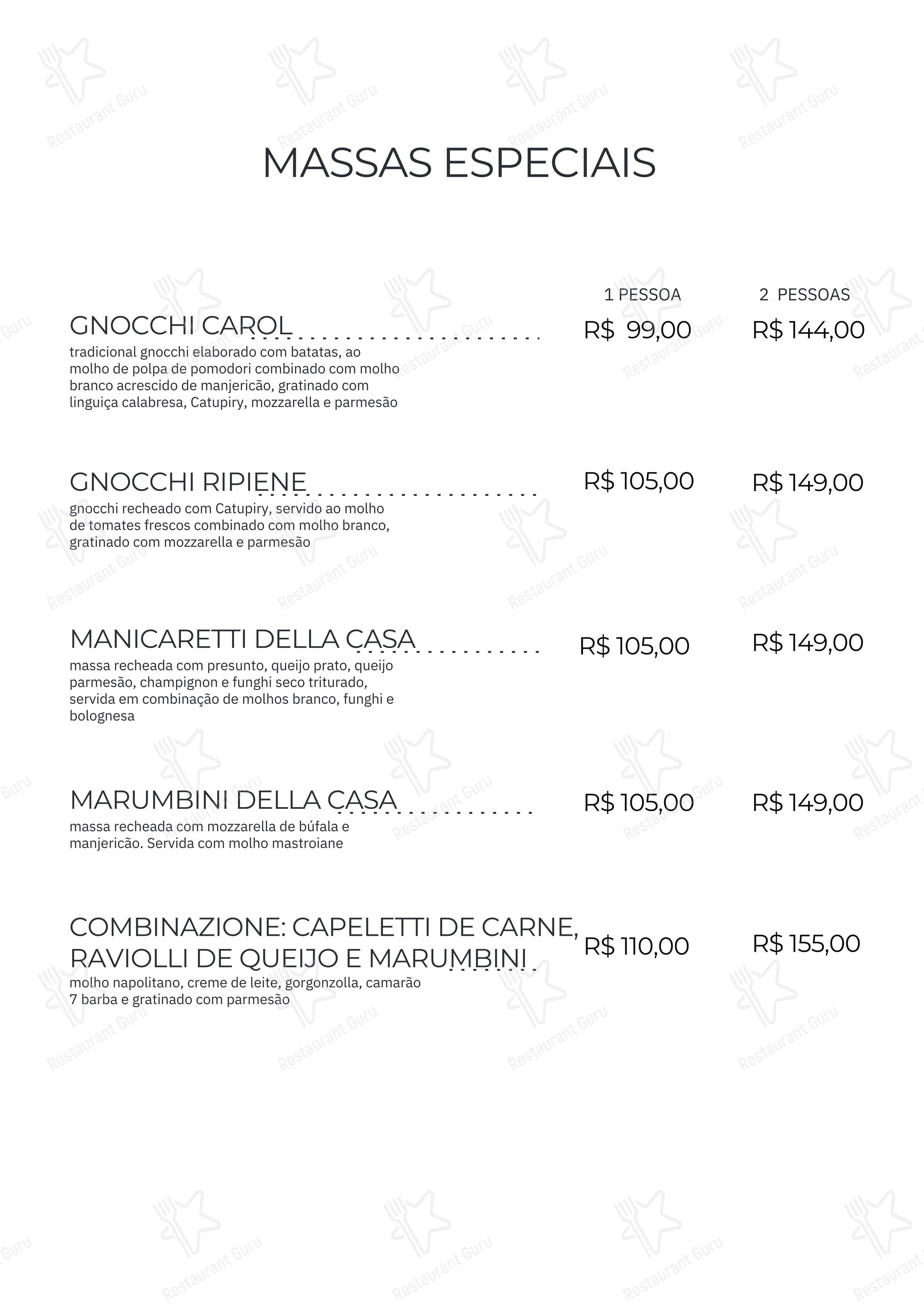 Menu bar para Artesanalli Massas & Molhos restaurante