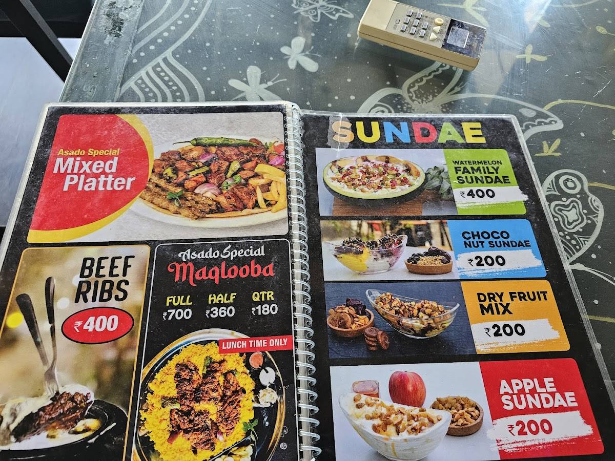Asado cafe menu