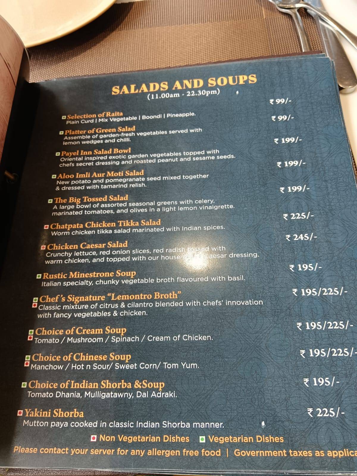 Desh Pardesh menu