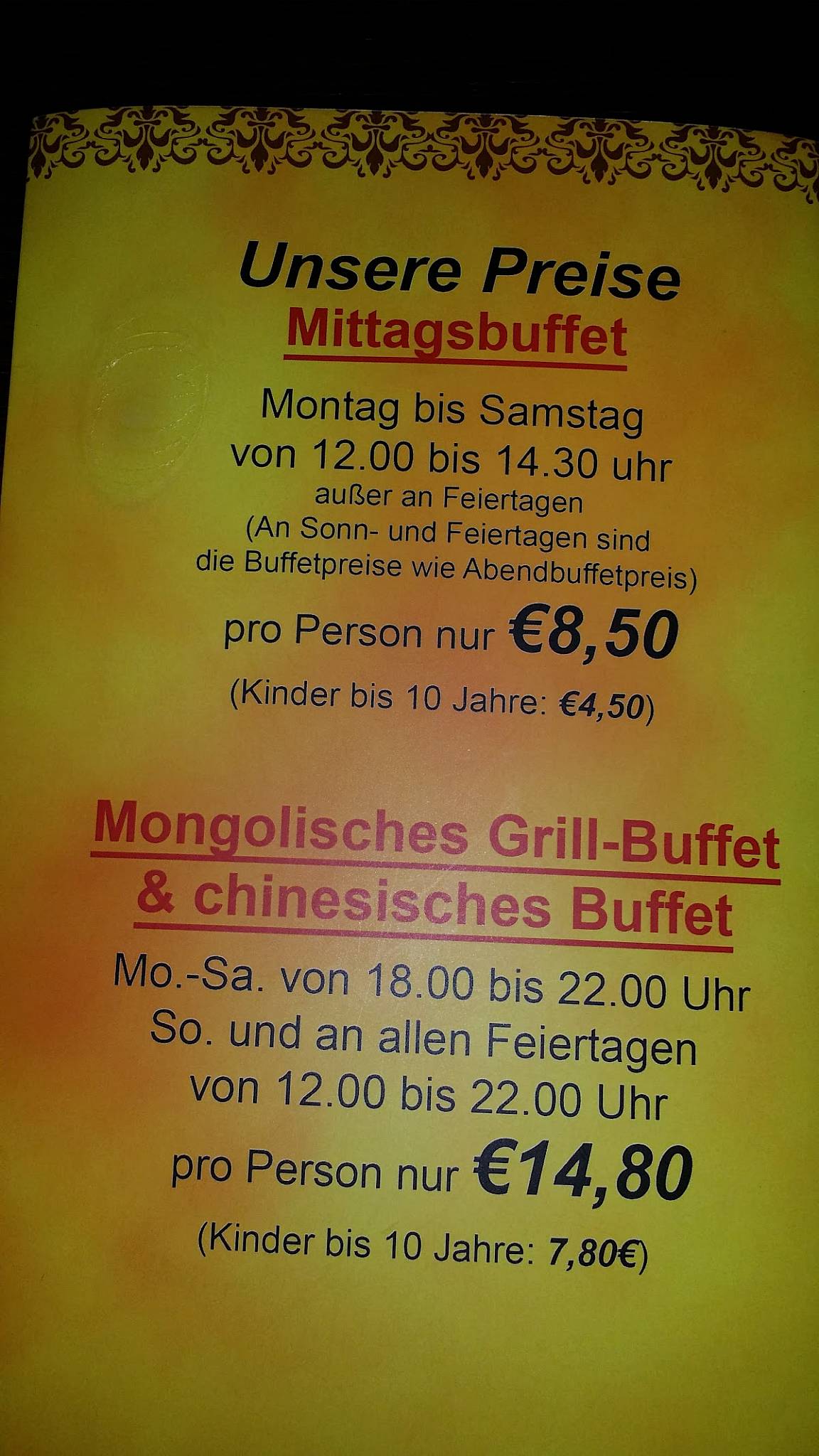 Speisekarte von Asia Garten restaurant, Stadthagen