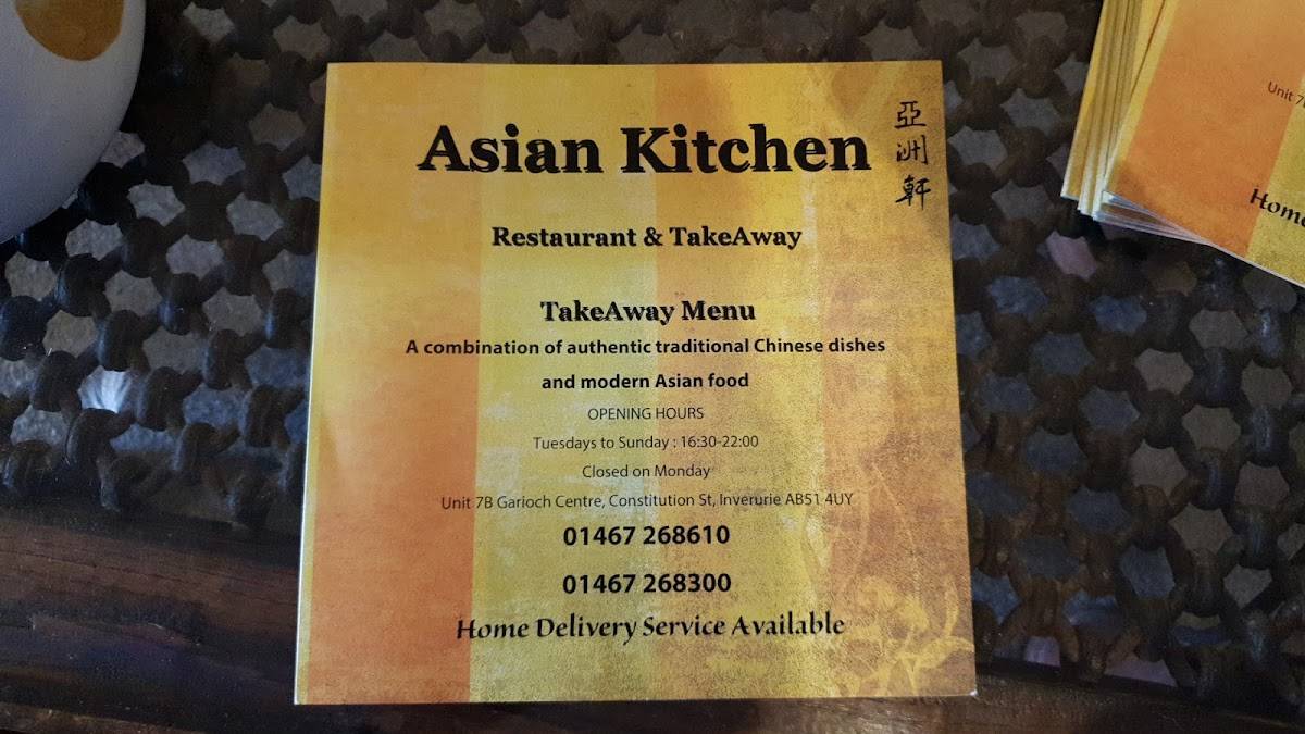 Menu At Asian Kitchen Restaurant Inverurie