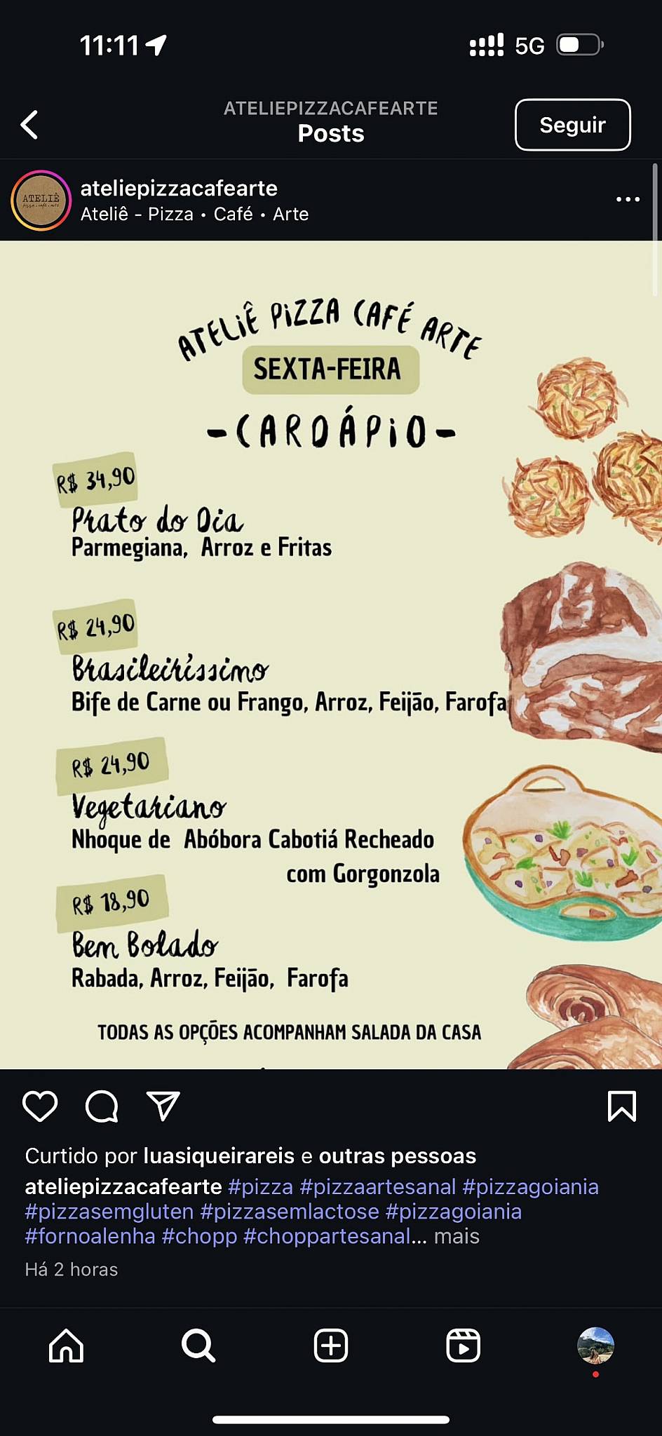 Ateliê - Pizza • Café • Arte cardápio