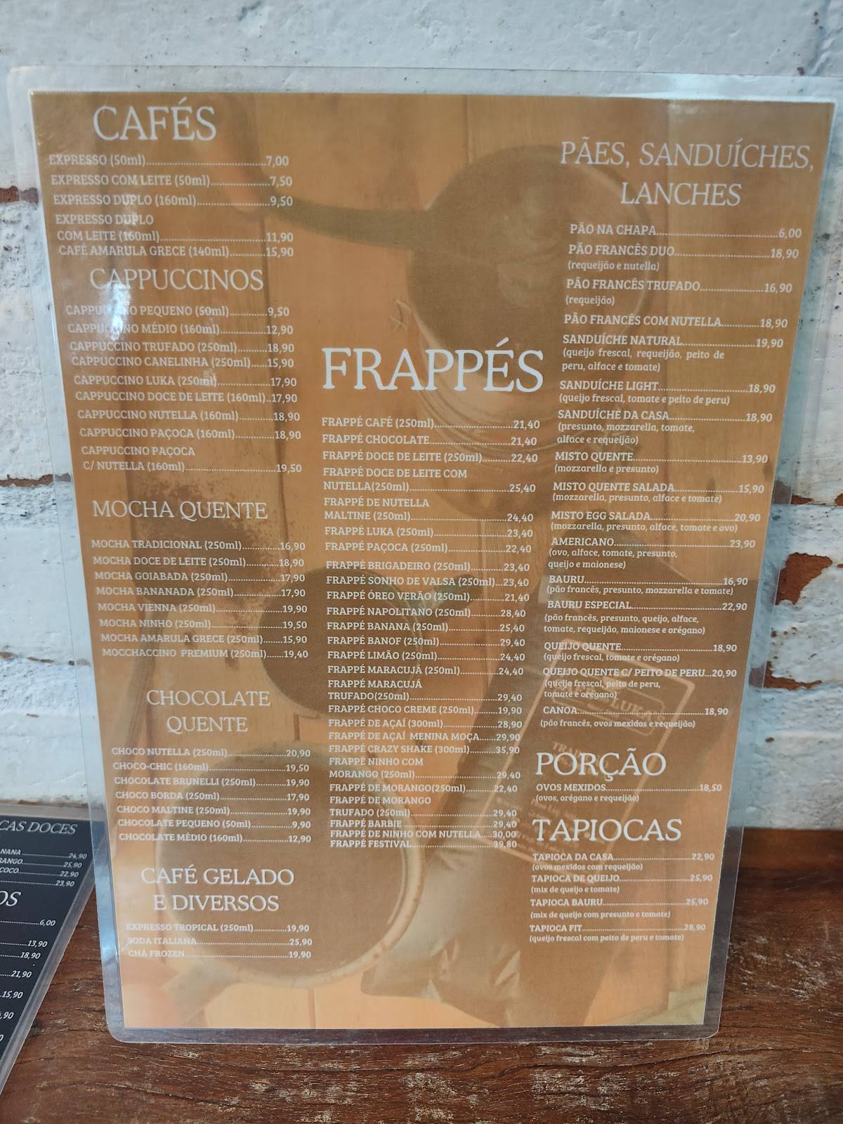 Café do Luka’s cardápio