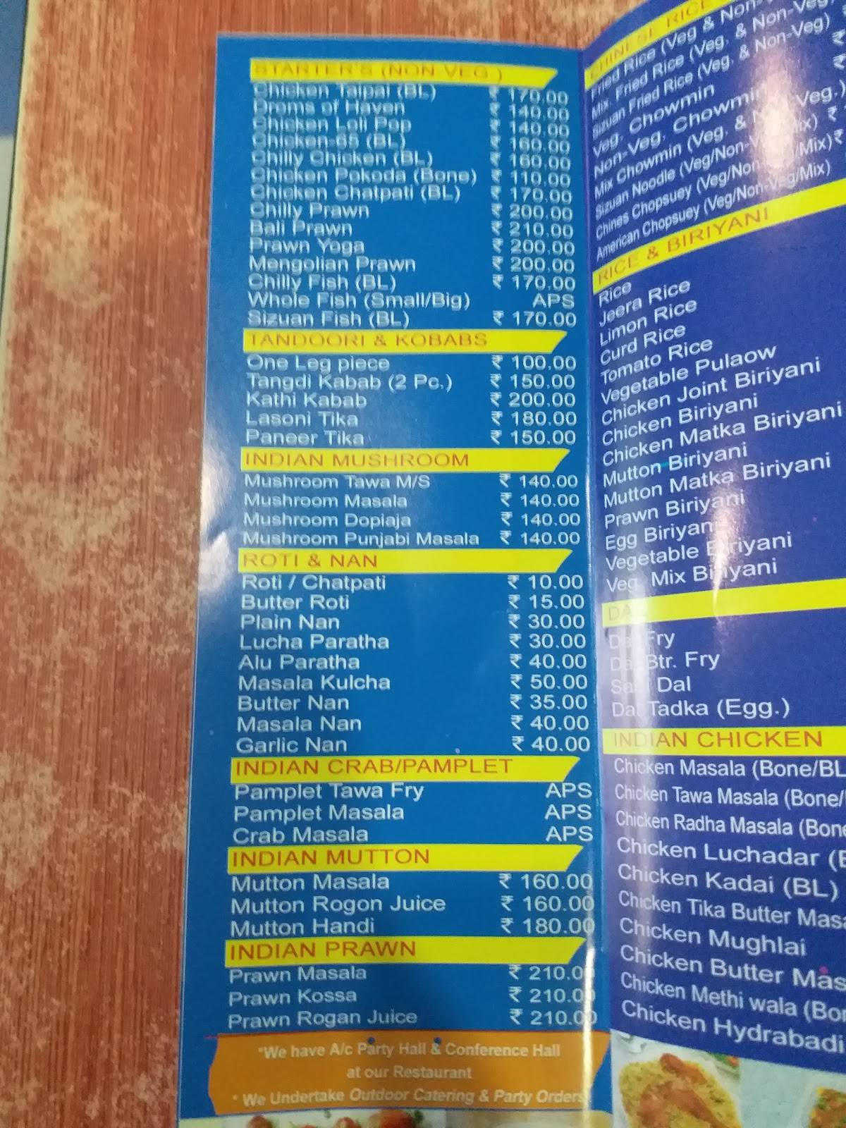 Atithi Restaurant menu