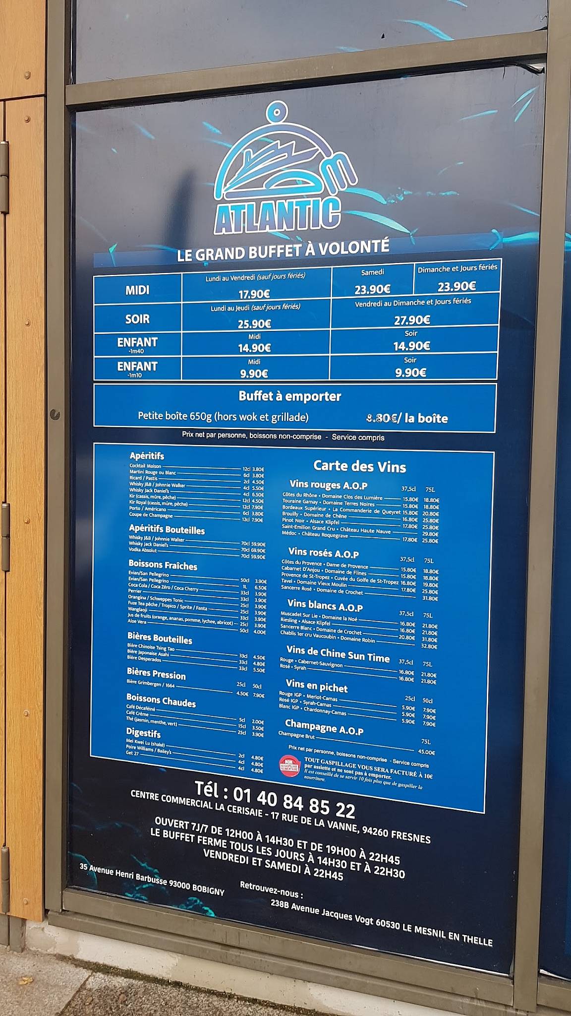 Menu de Atlantic