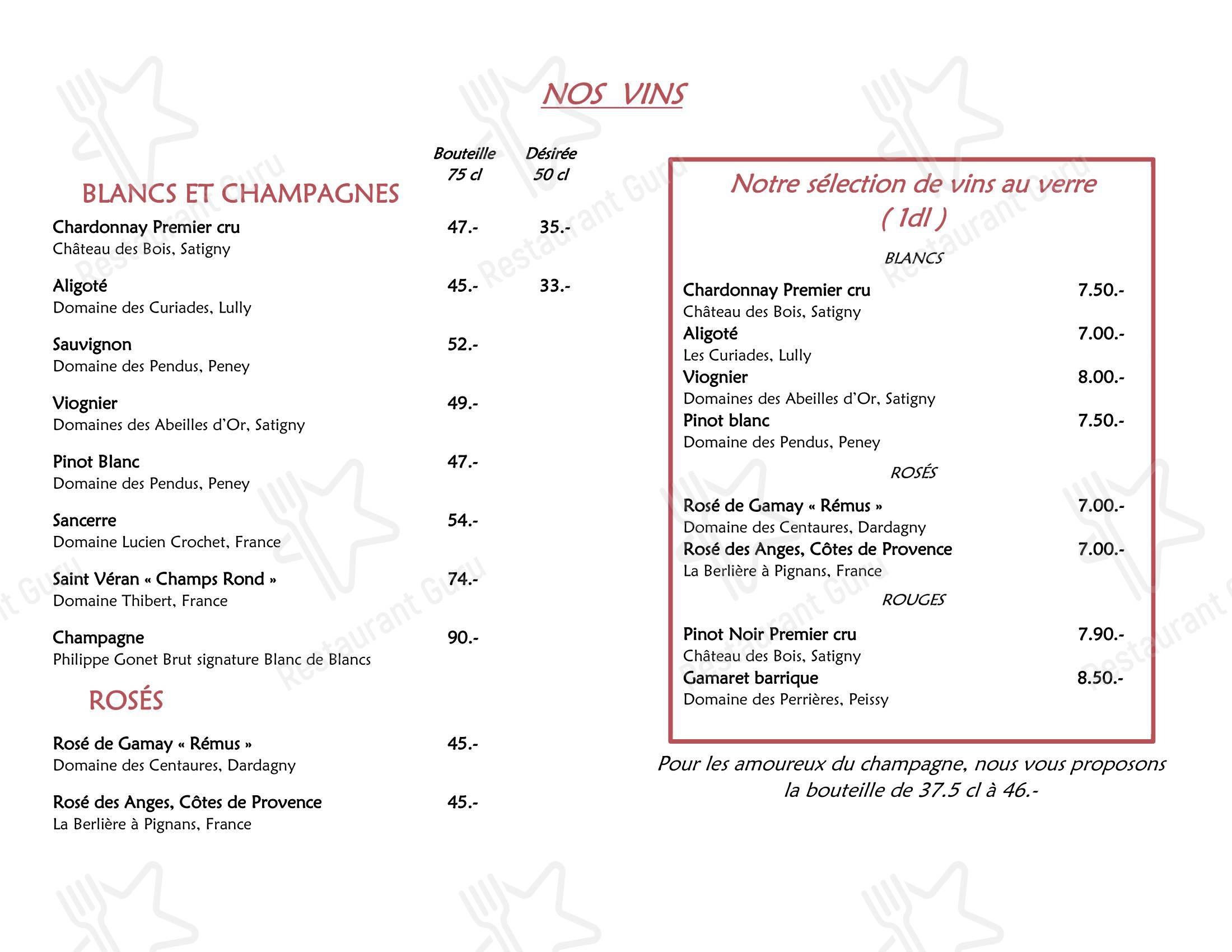 Menu di Auberge de la Mairie - 菜单