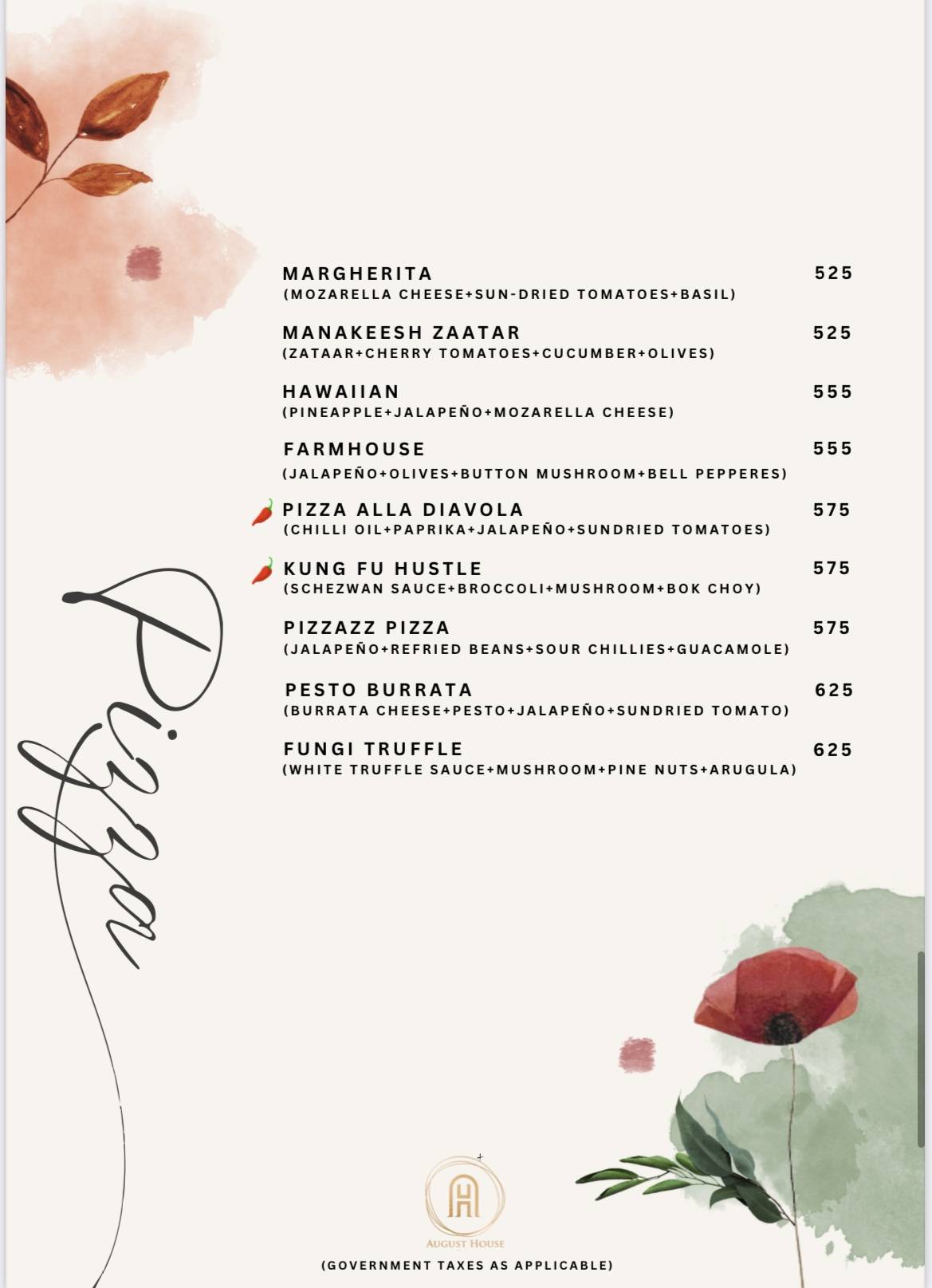August House menu