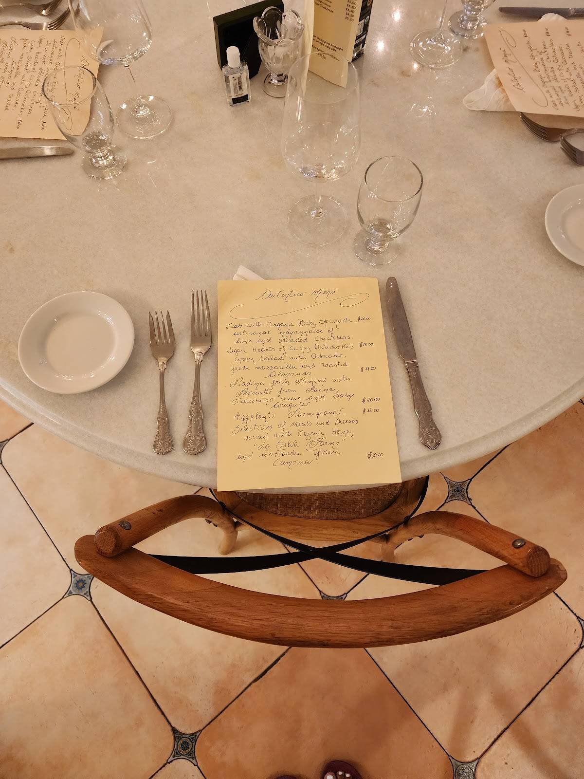 Menu at Autentico restaurant, Oyster Bay