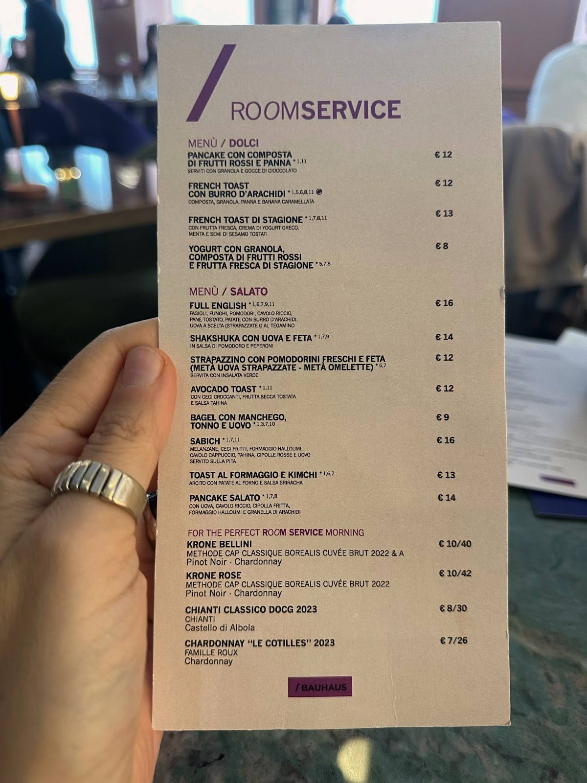 Menu di BAUHAUS ROME 