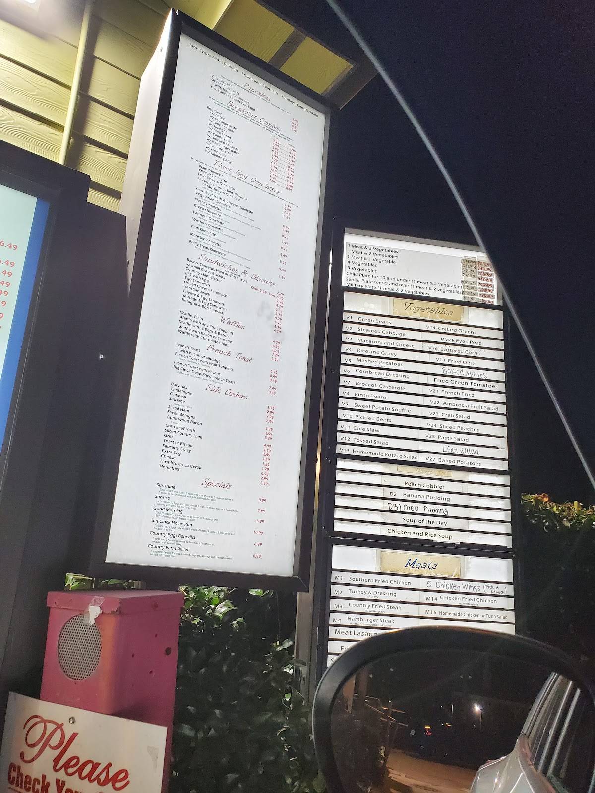 Menu at The Big Clock of Berea BBQ, Greenville