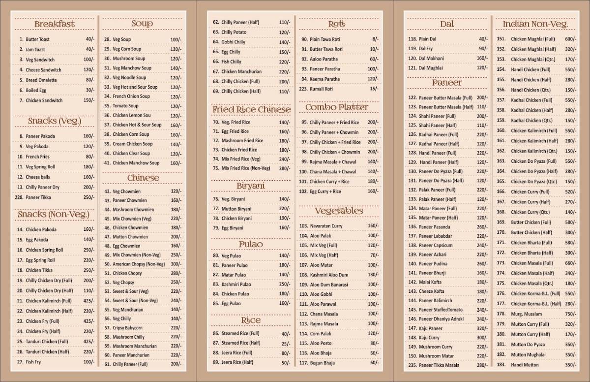 BHATTACHARYAS KITCHEN ভট্টাচার্যের রান্নাঘর menu