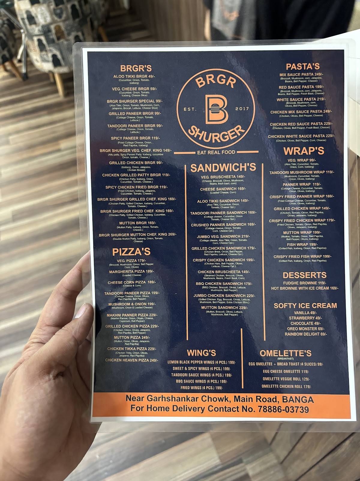 BRGR SHURGER menu