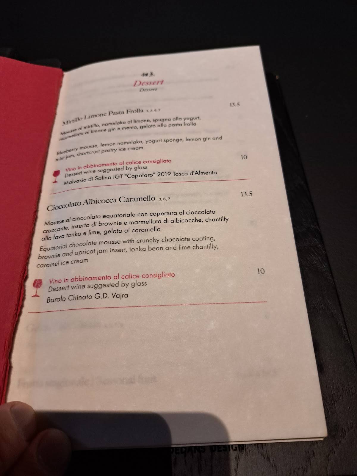 Menu di Ba restaurant 