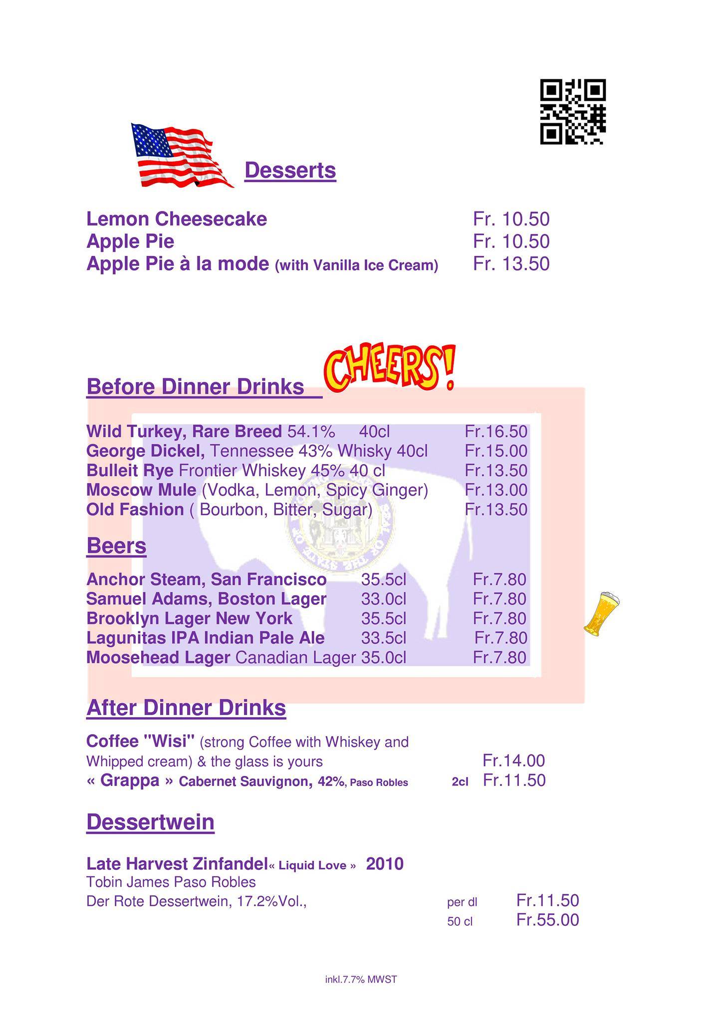 Menu di Restaurant Moosrank 