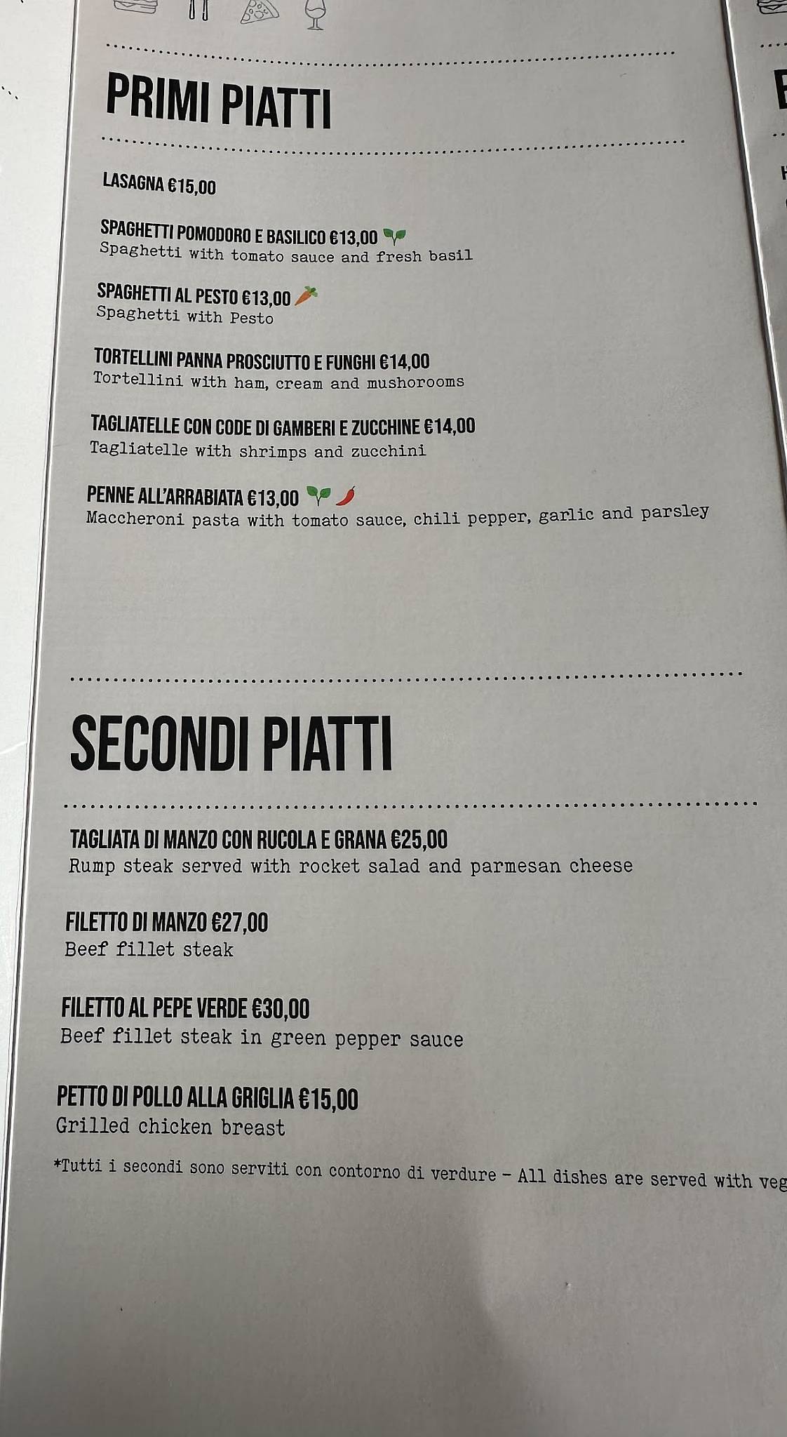 Menu di Babayaga 