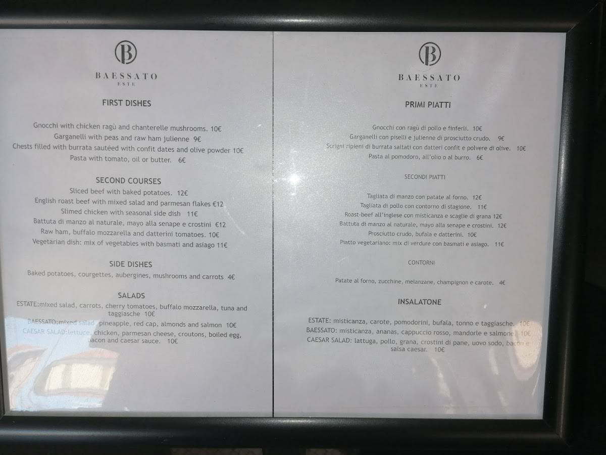 Menu di Baessato Este 