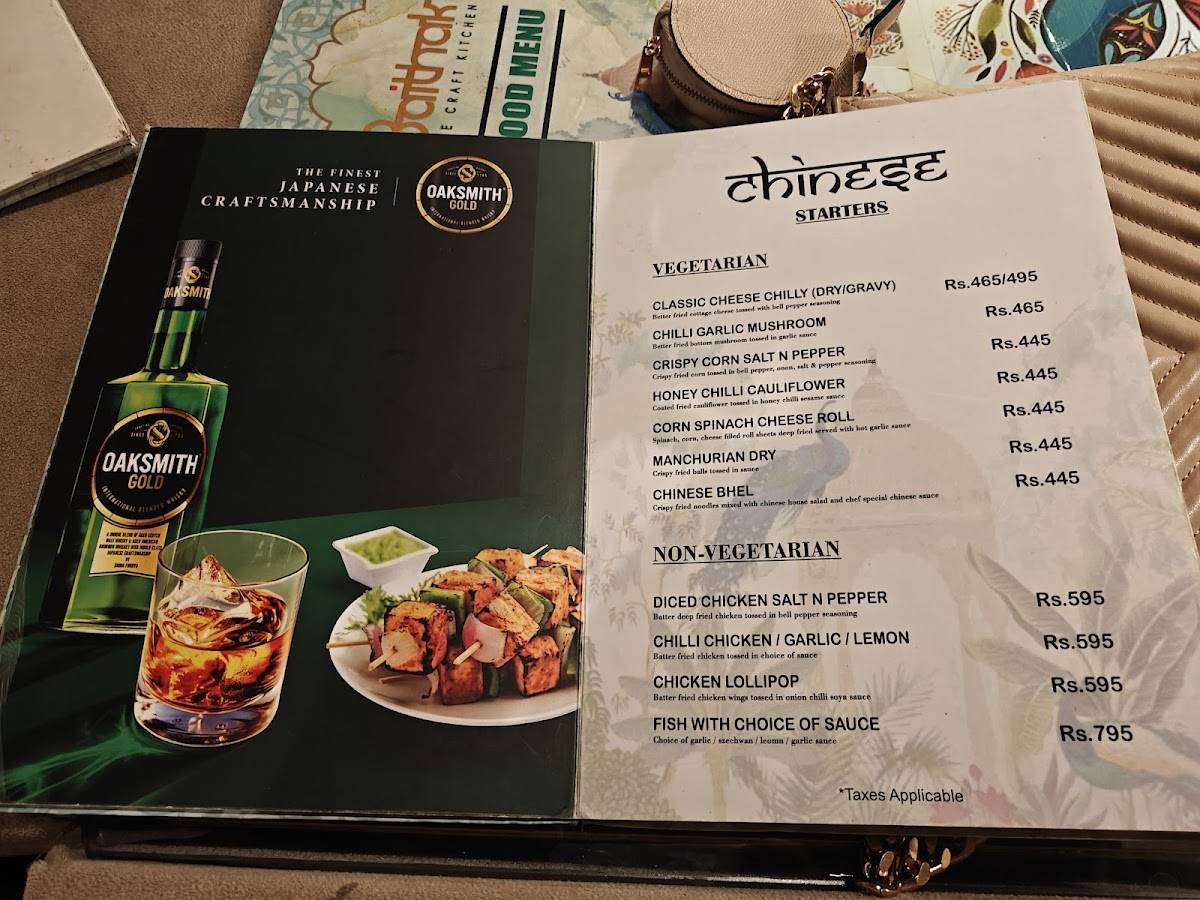 Baithak The Craft Kitchen, Best Family Restaurant in Chandigarh menu