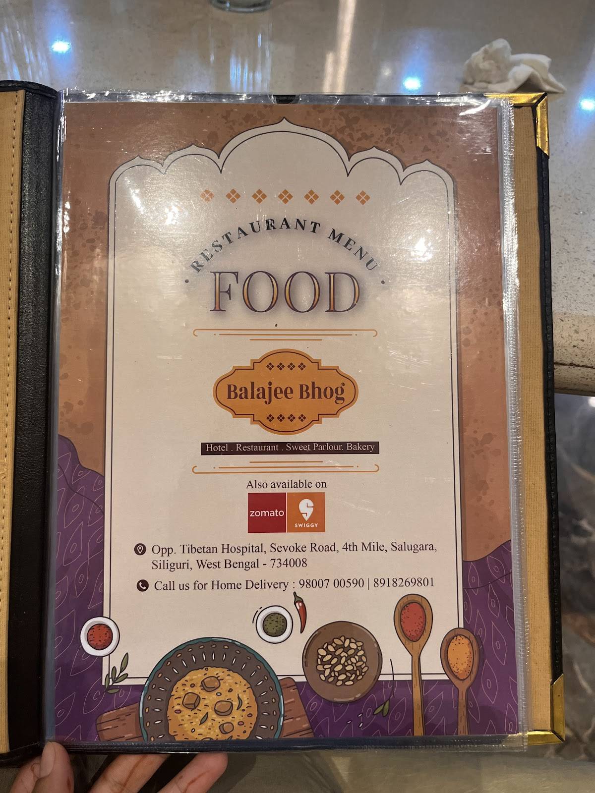 Balajee Bhog menu
