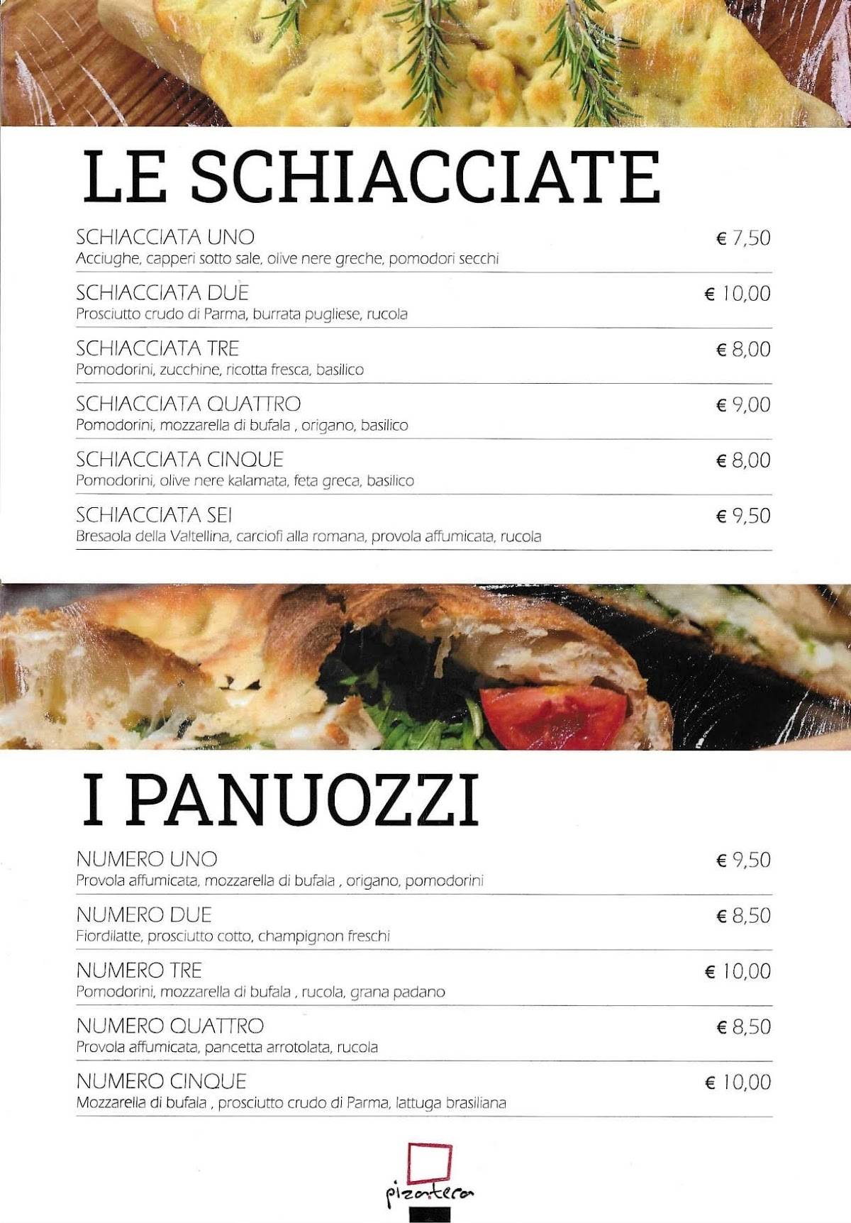 Menu di Pizateca 