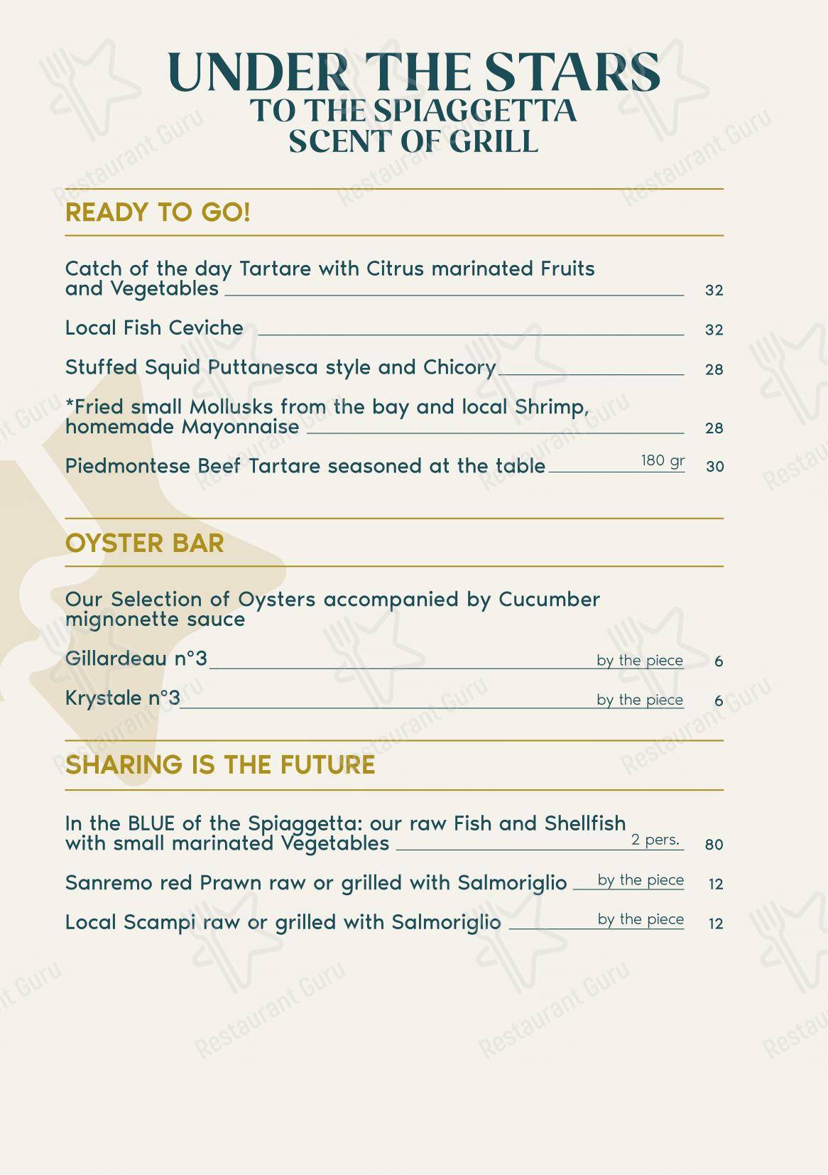 Основное меню per Balzi Rossi in Grimaldi