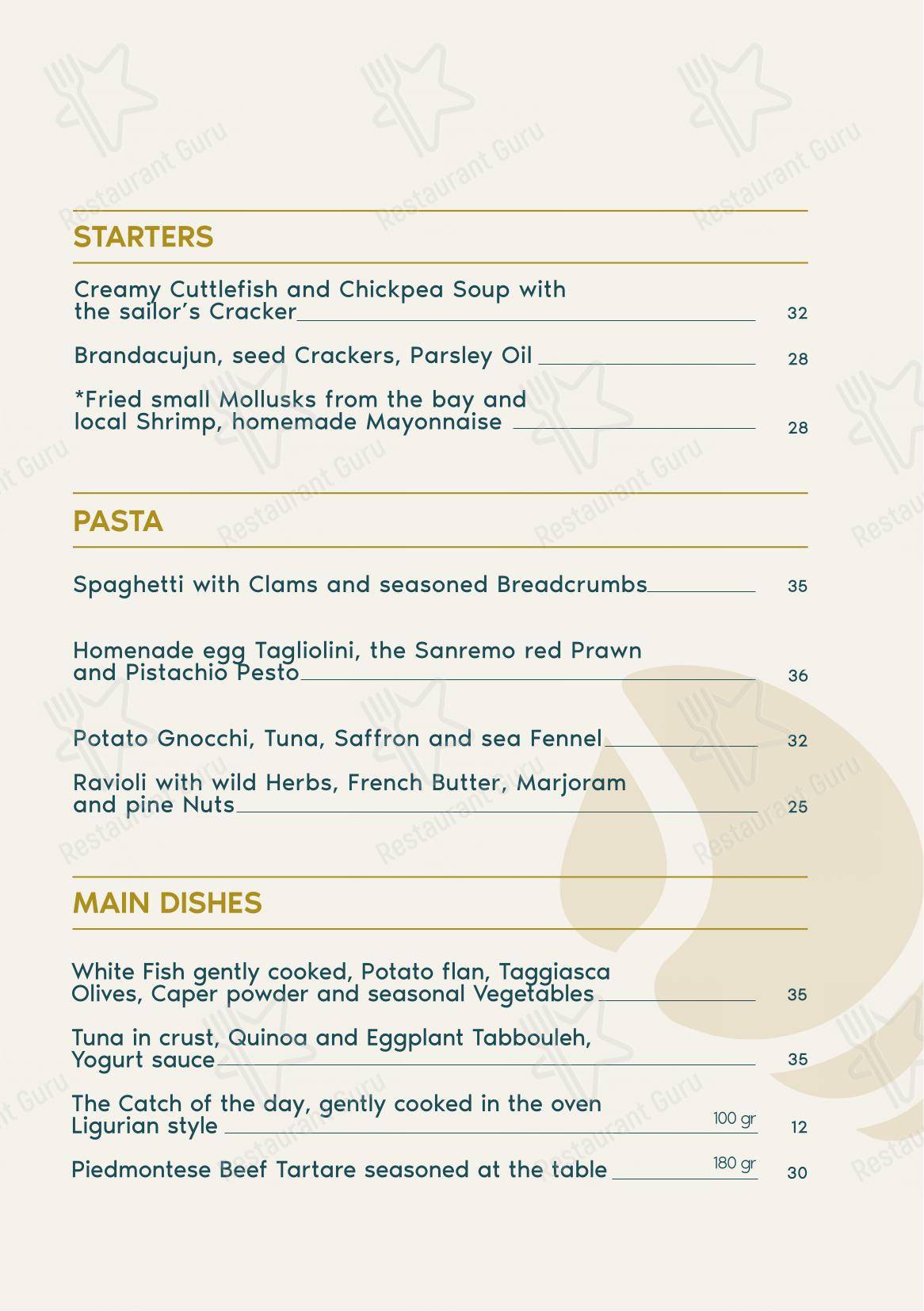 Balzi Rossi in Grimaldi - Menu bar