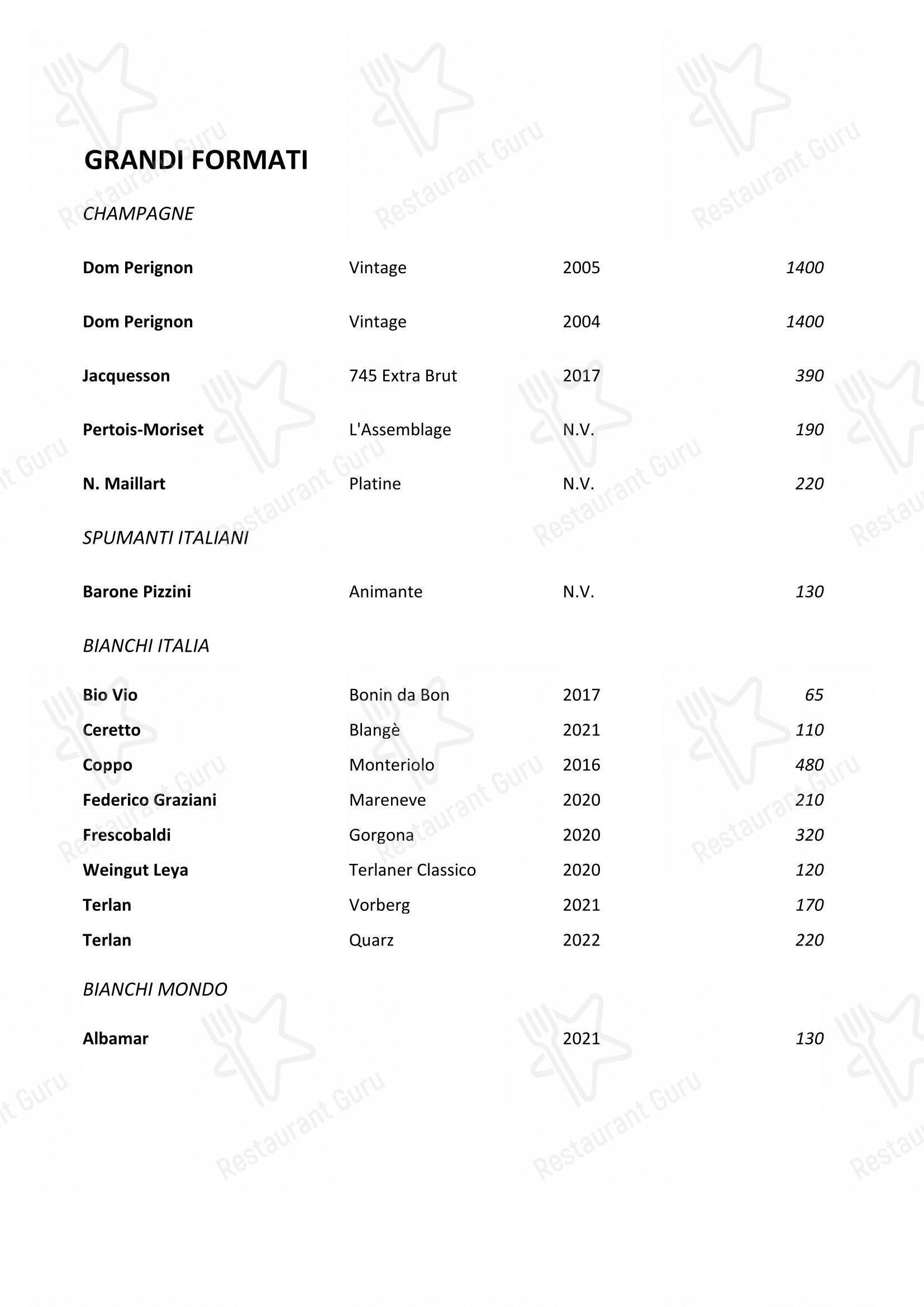 Menu di Balzi Rossi - pasti e bevande